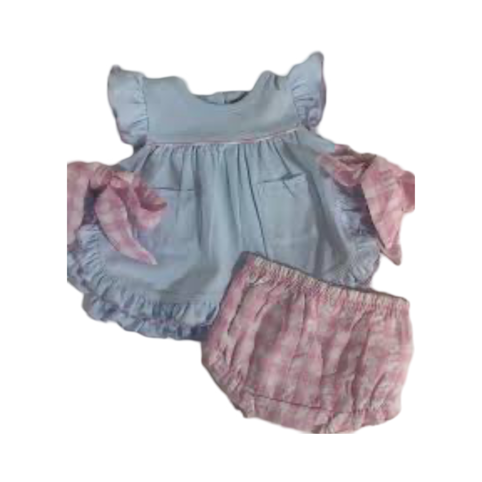 Harlow Tie Bloomer Set-Blue & Pink