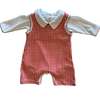 Magnolia Baby Holiday Mini Checks Boys Playsuit Set With Collar