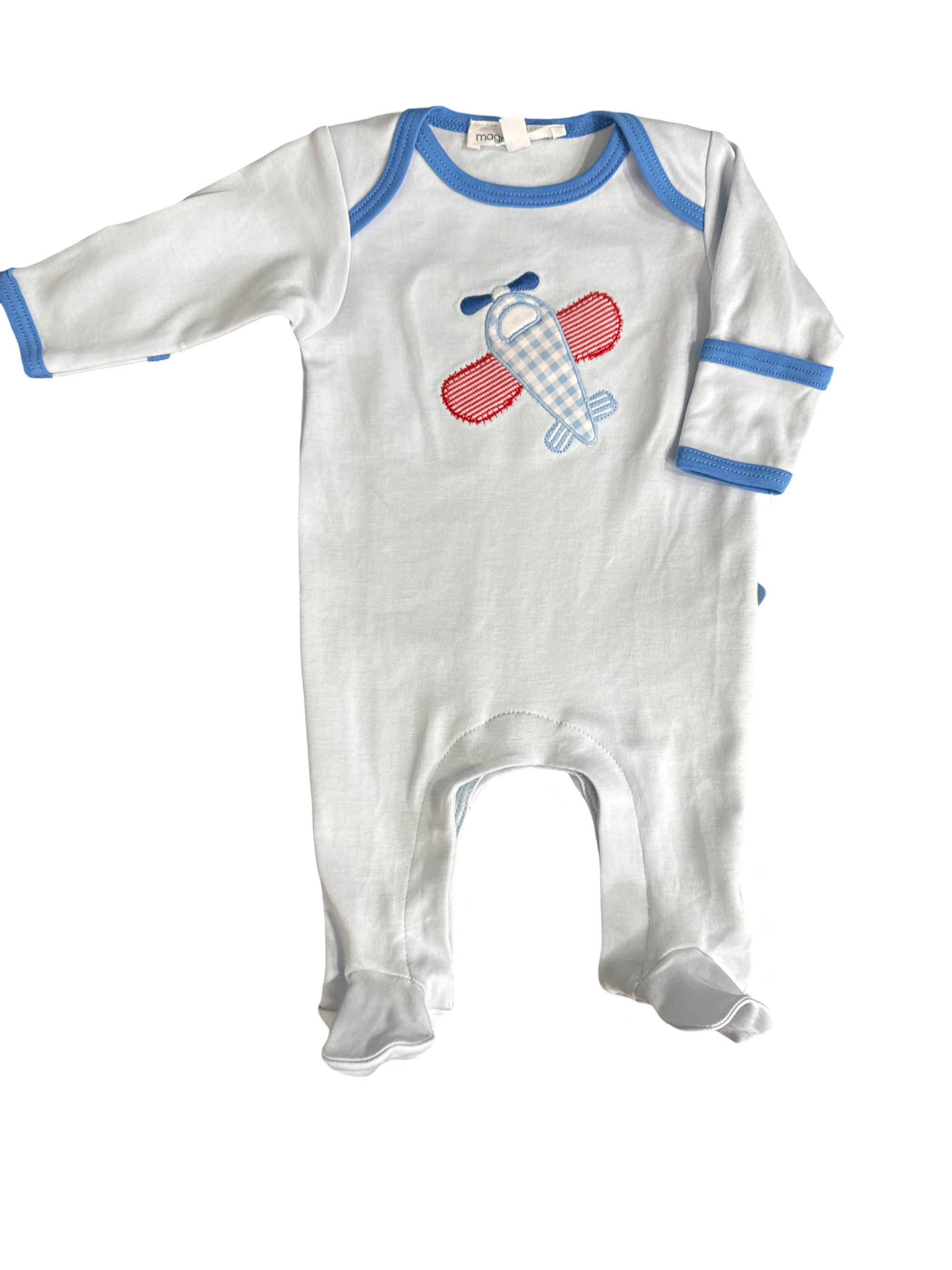 Magnolia Baby Propeller Pals Lap Footie-Light Blue