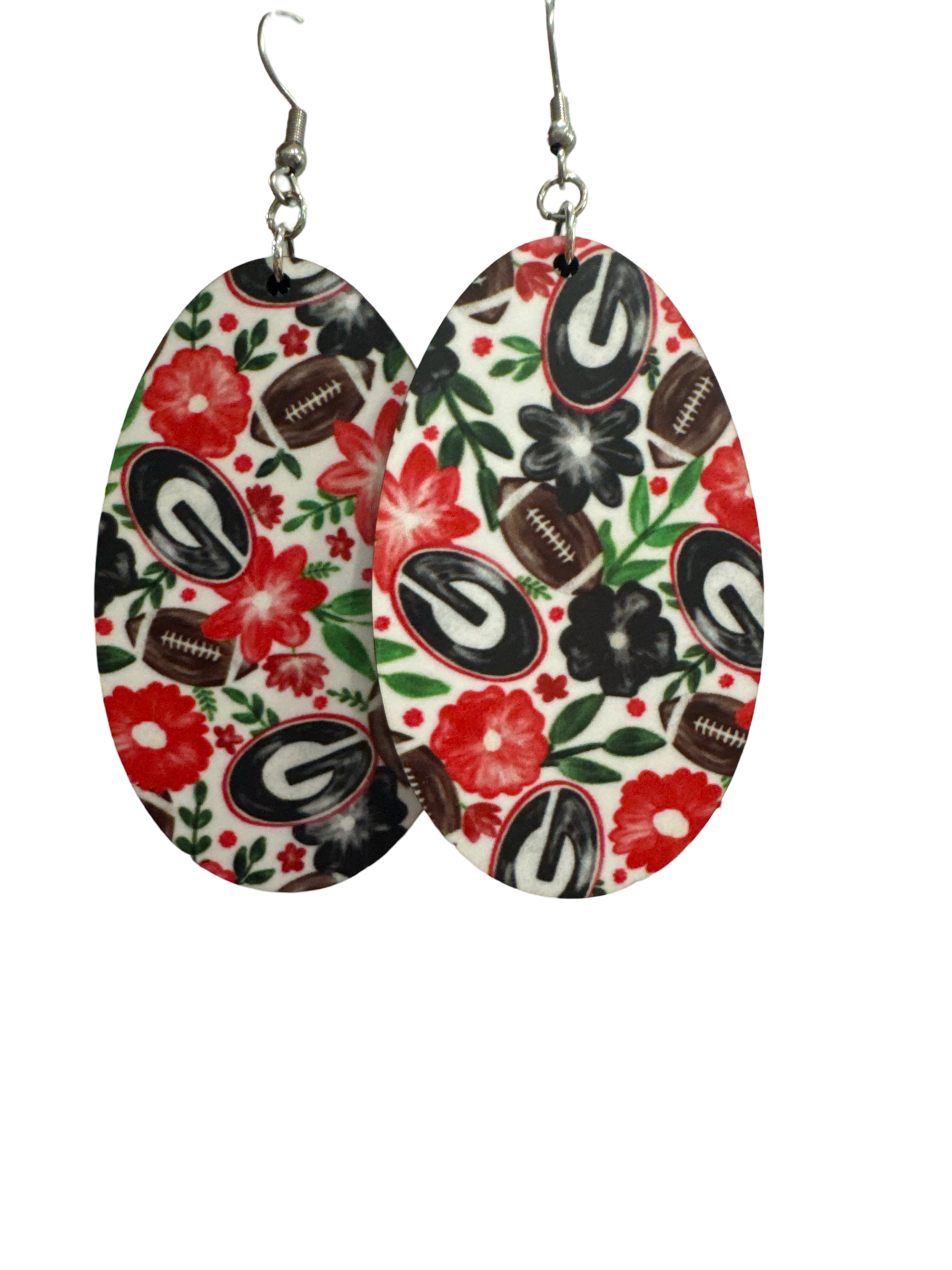 Georgia G Oval Flower Printed Earrings