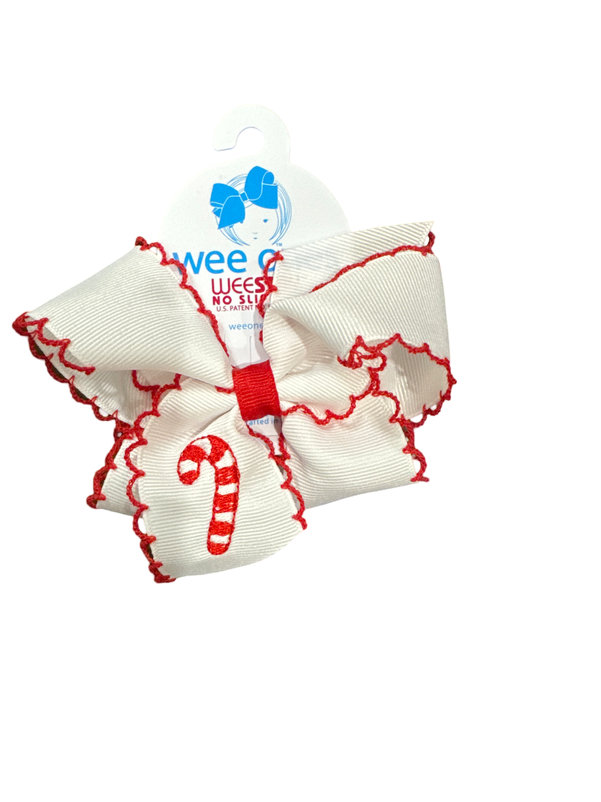 Wee Ones Moonstitch Medium Candy Cane Bow