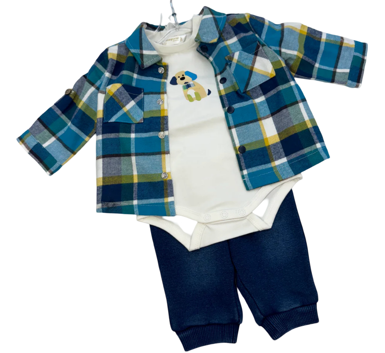 Mayoral Baby Boys Plaid Puppy Dog 3 Pc.Set