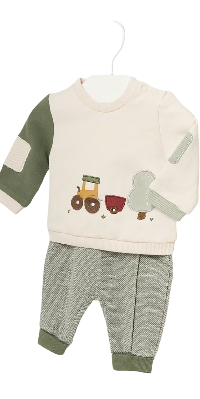 Mayoral Baby Boys Tractor Appliqué pant set