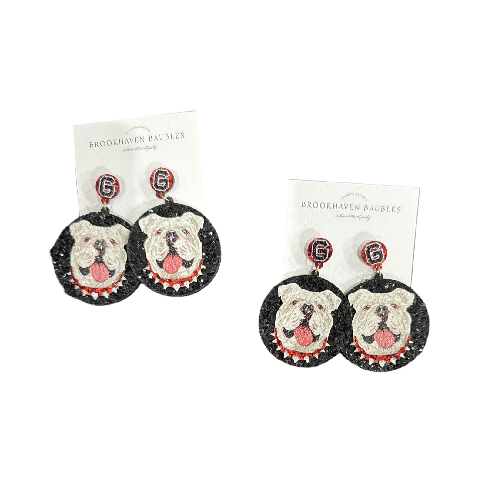 Georgia Bulldog Glitter Earrings