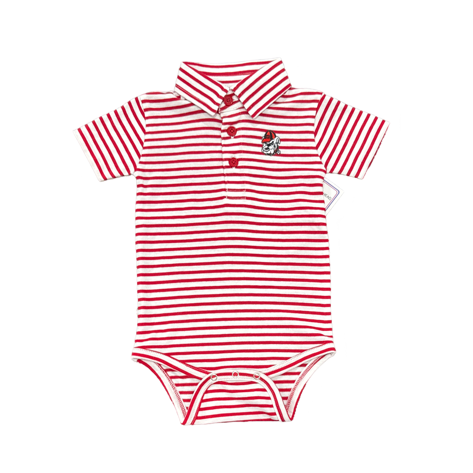 Two Feet Ahead Georgia Bulldog Striped Polo Romper