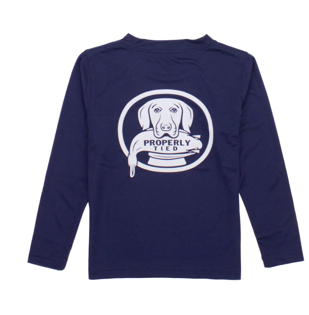 Properly Tied LD Performance Tee LS Retrieve Navy