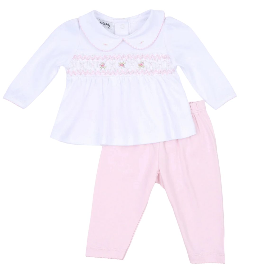 Magnolia Baby Freya and Finn Smocked Collared Girl Pant Set