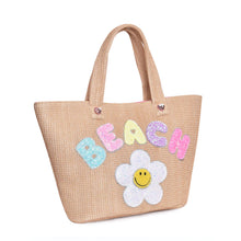 Load image into Gallery viewer, OMG Accessories Beach Daisy Straw Tote Bag
