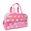 OMG ACCESSORIES Metallic Heart-Patched Pink Large Duffle Bag