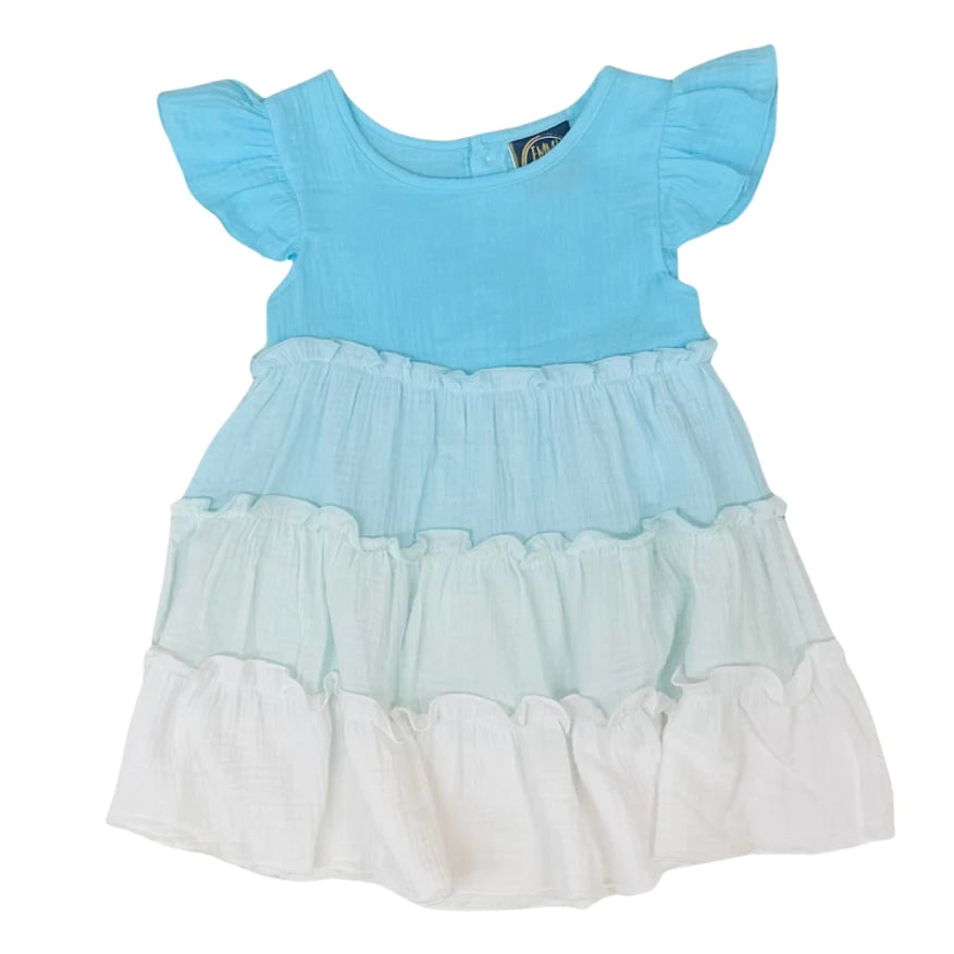 Emma Jean Kids Girls Turquoise Ombre Layered Dress