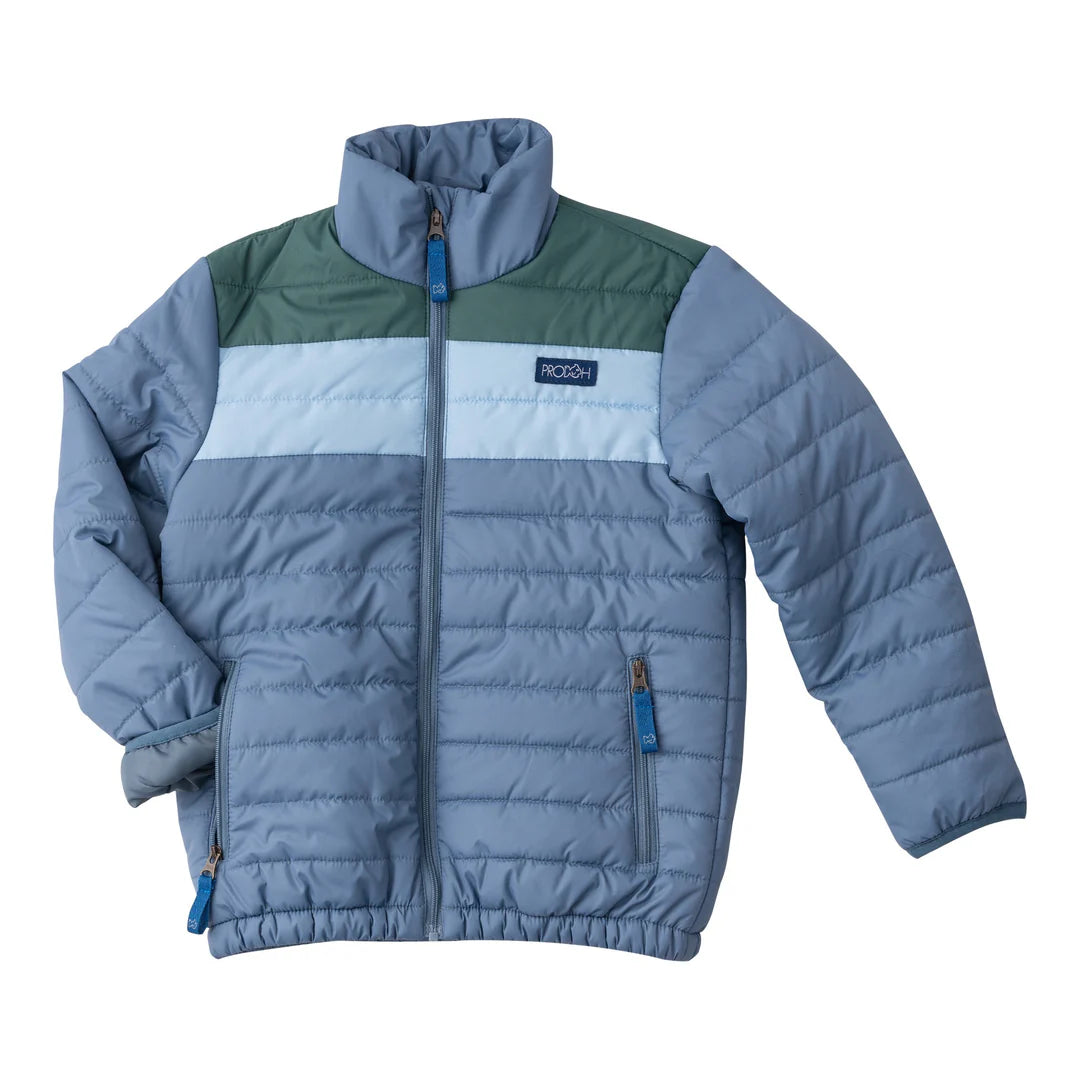 KID'S PUFFER JACKET IN BLUEFIN BLUE COLORBLOCK