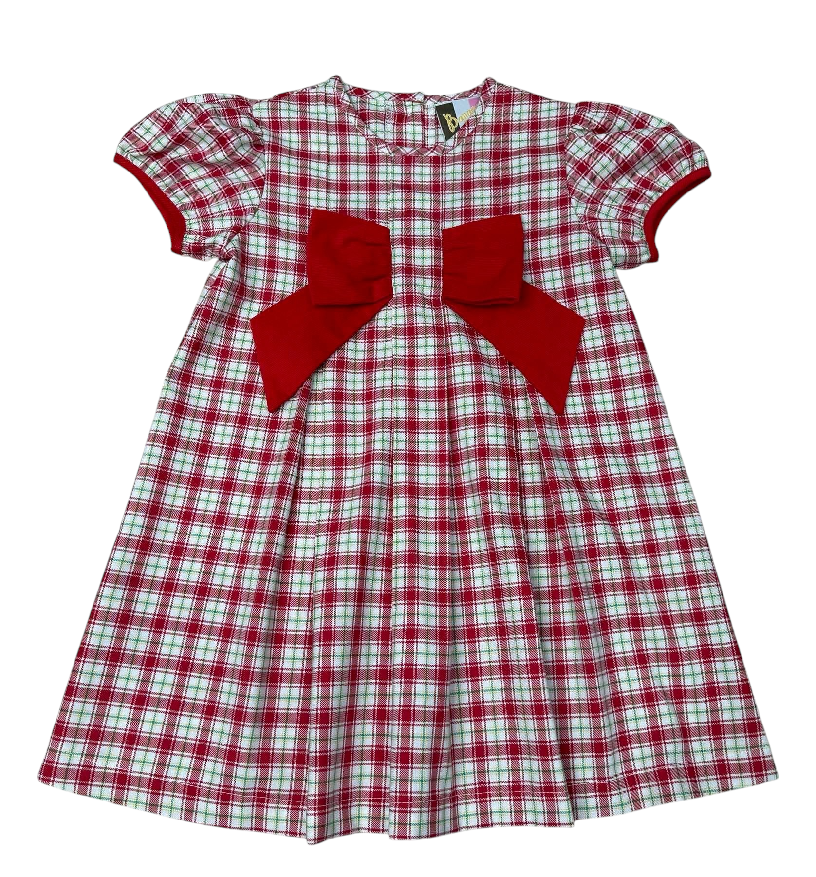 Kenzie Bow Dress–Christmas Plaid