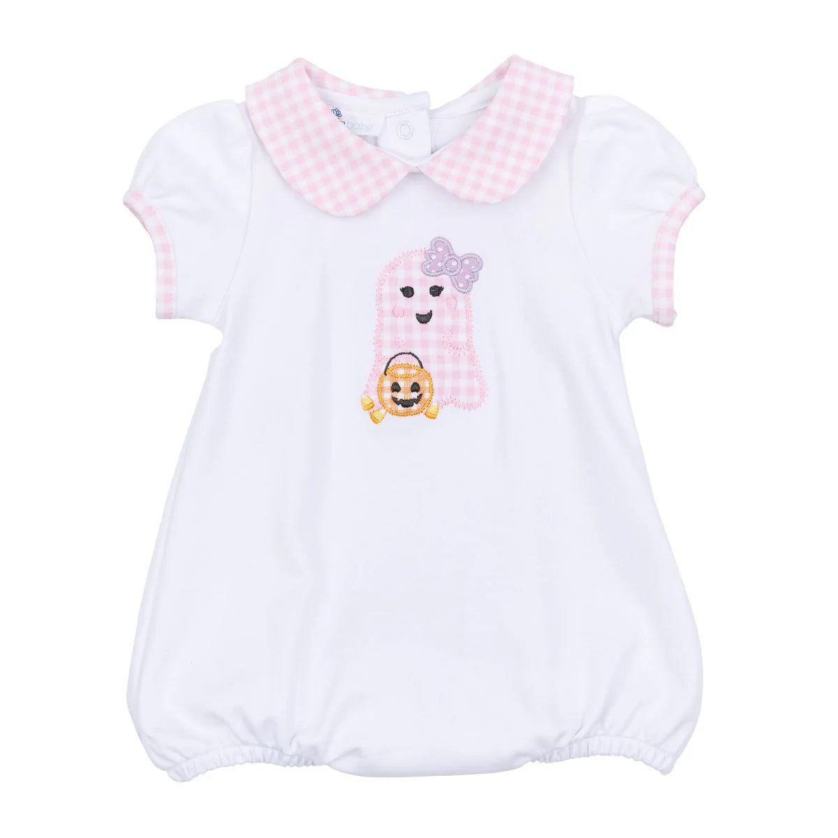 Magnolia Baby - Boo Crew! Applique Pink Collared S/S Girl Bubble