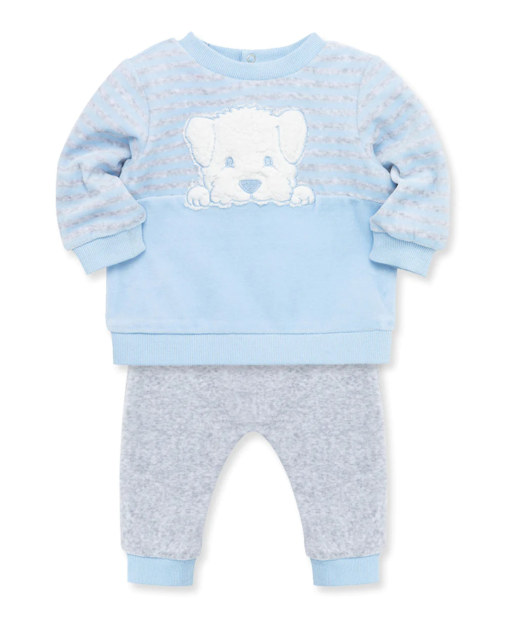 Little Me Puppy Velour Pant Set