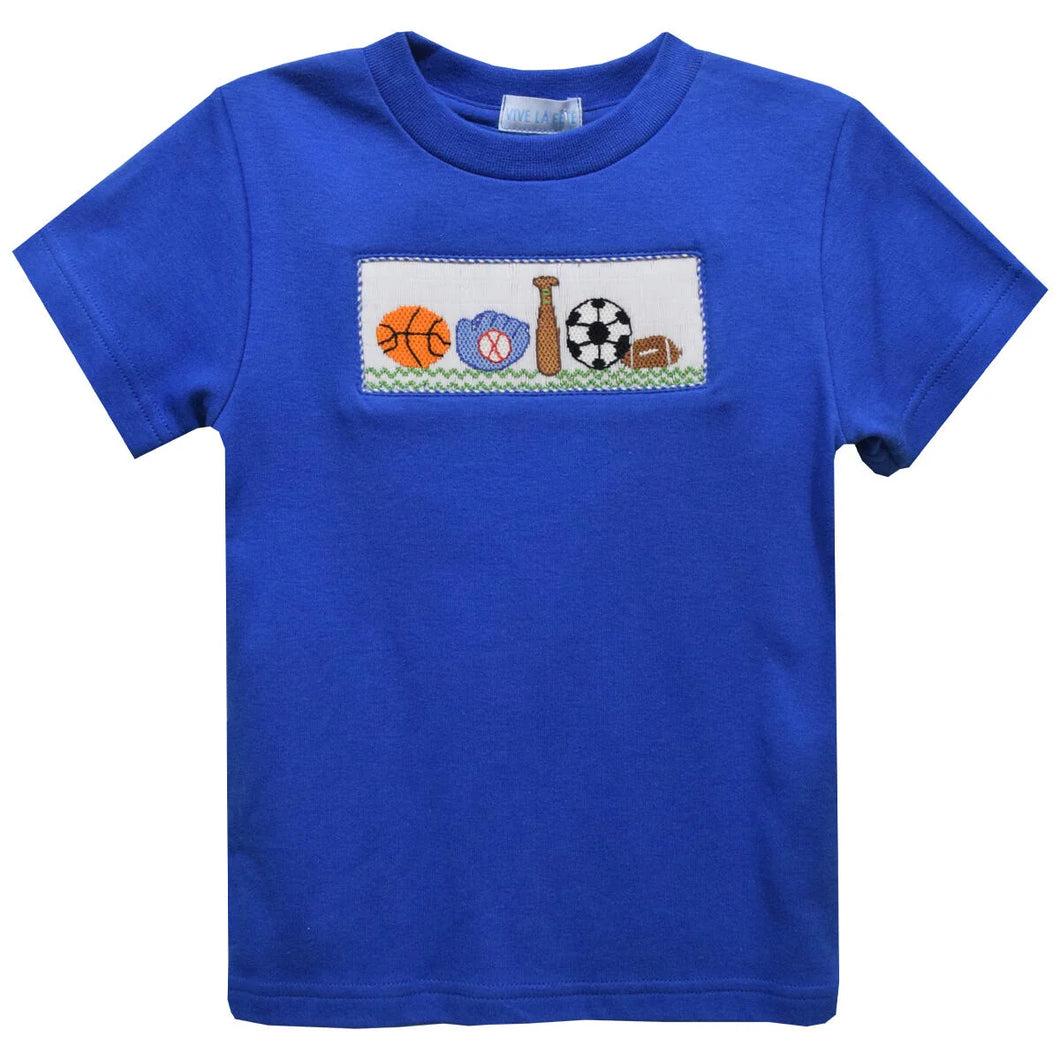 Vive La Fete Sports Smocked Royal Knit Short Sleeve Boys