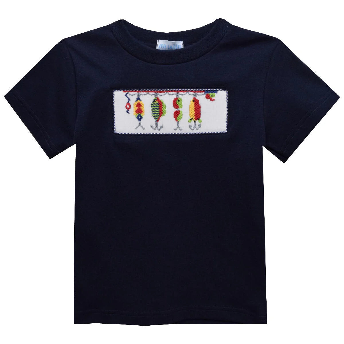 Vive La Fete Lures Smocked Navy Knit Sleeve Boys