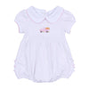 Pumpkin Patch Fun Embroidered Collarded Ruffle Short Sleeve Bubble Pink