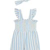 Little Me Blue Stripe Gauze Romper