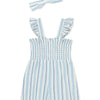 Little Me Blue Stripe Gauze Romper