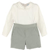 Luli & Me Boys Cozy Cord Shorts Set - Sage Green
