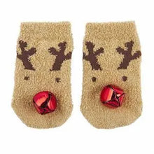 Load image into Gallery viewer, Mud Pie Reindeer Jingle Bell Socks
