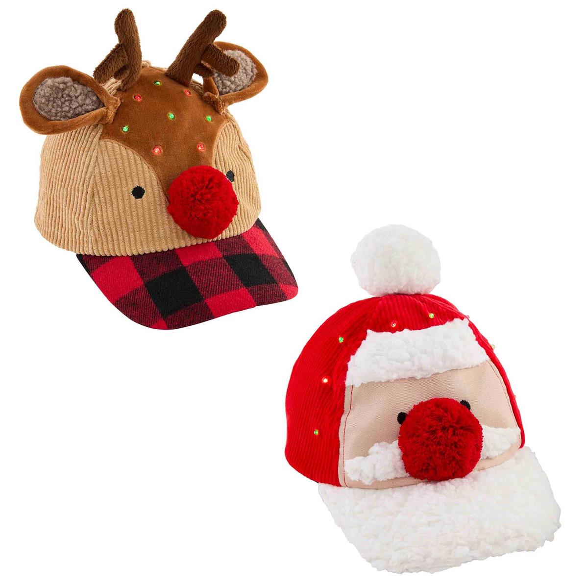 Mud Pie Light Up Christmas Hat Reindeer/Santa