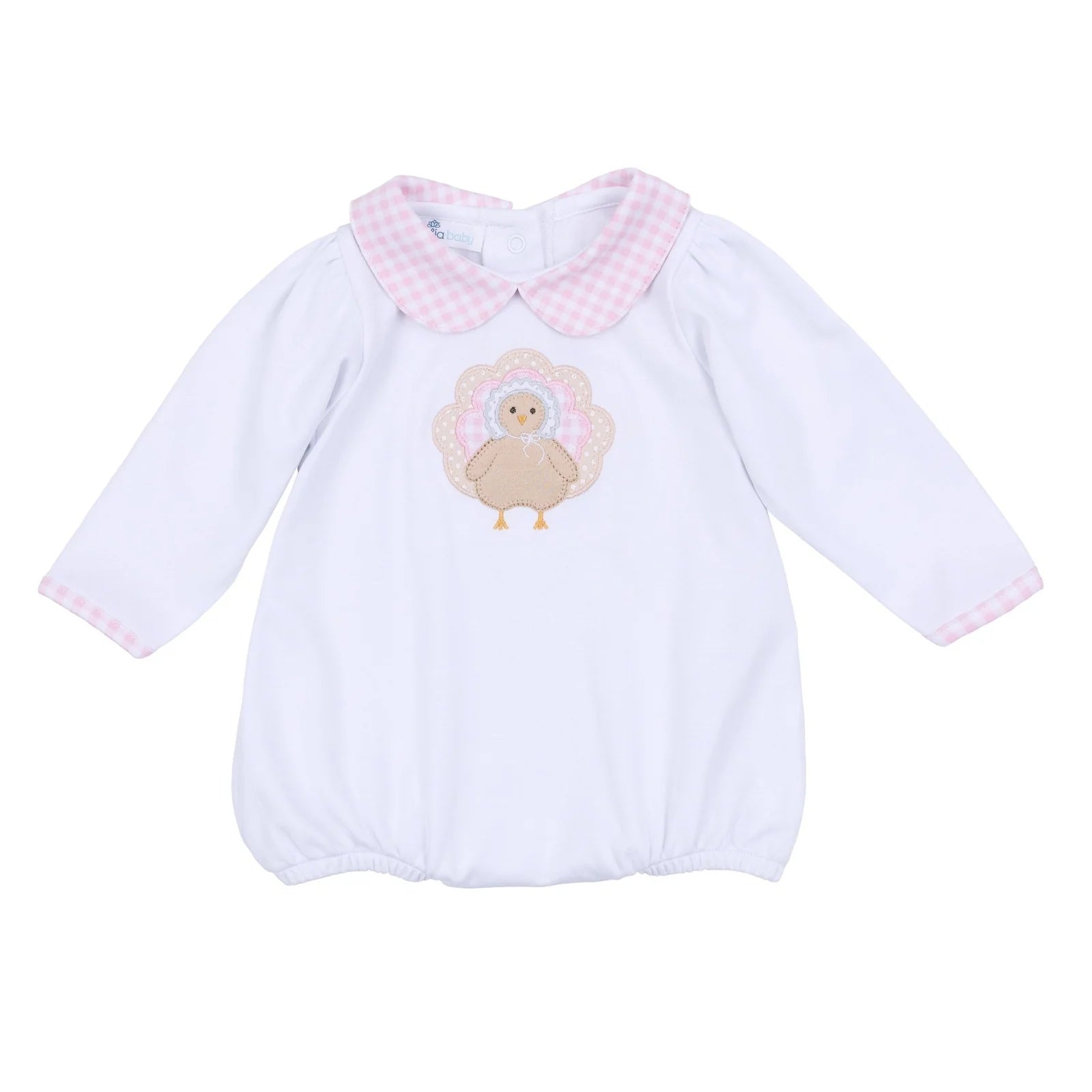 Pilgrim Pals Applique Collared Long Sleeve Bubble - Pink
