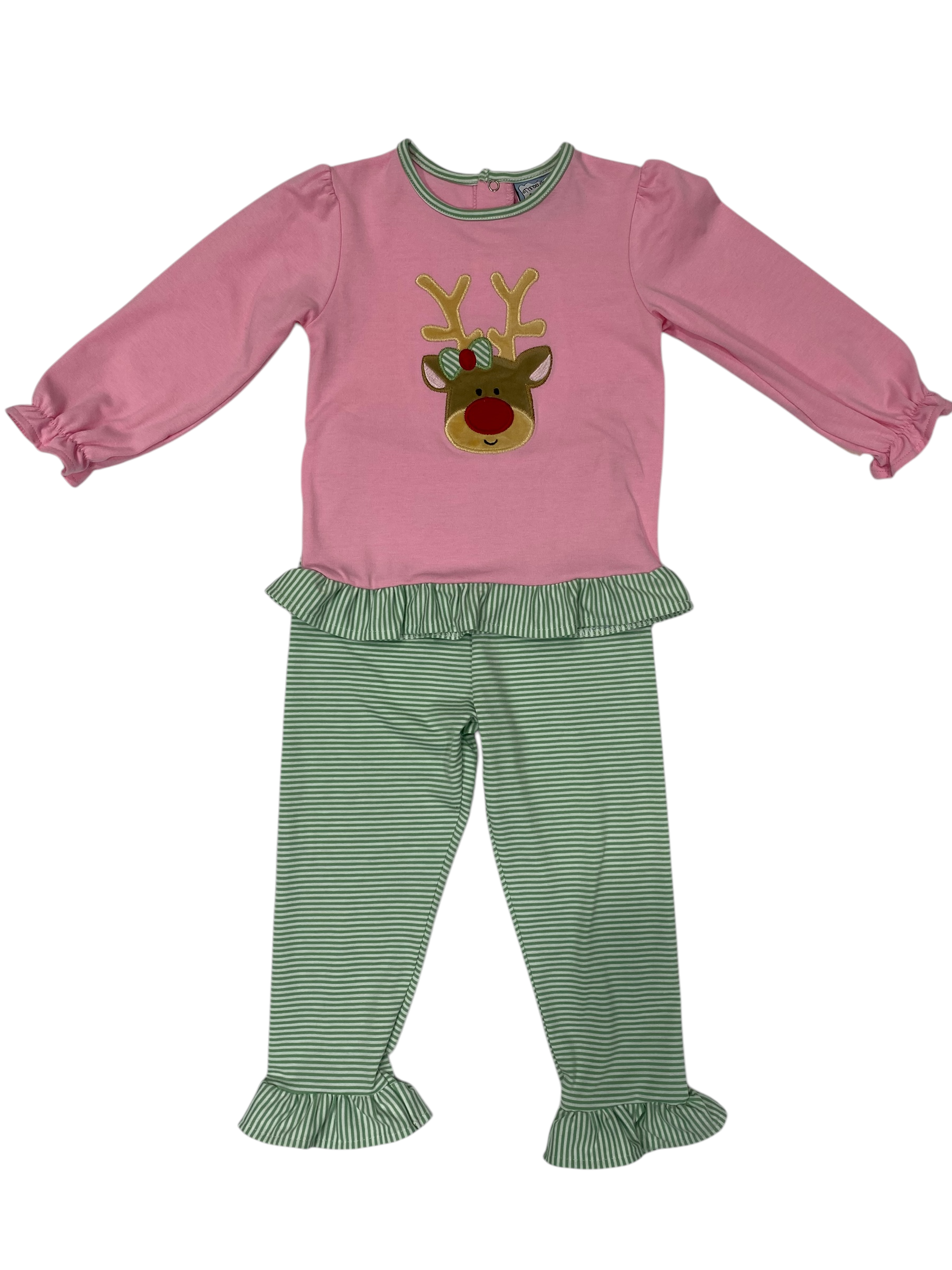 Reindeer Appliqué Ruffle Pant Set