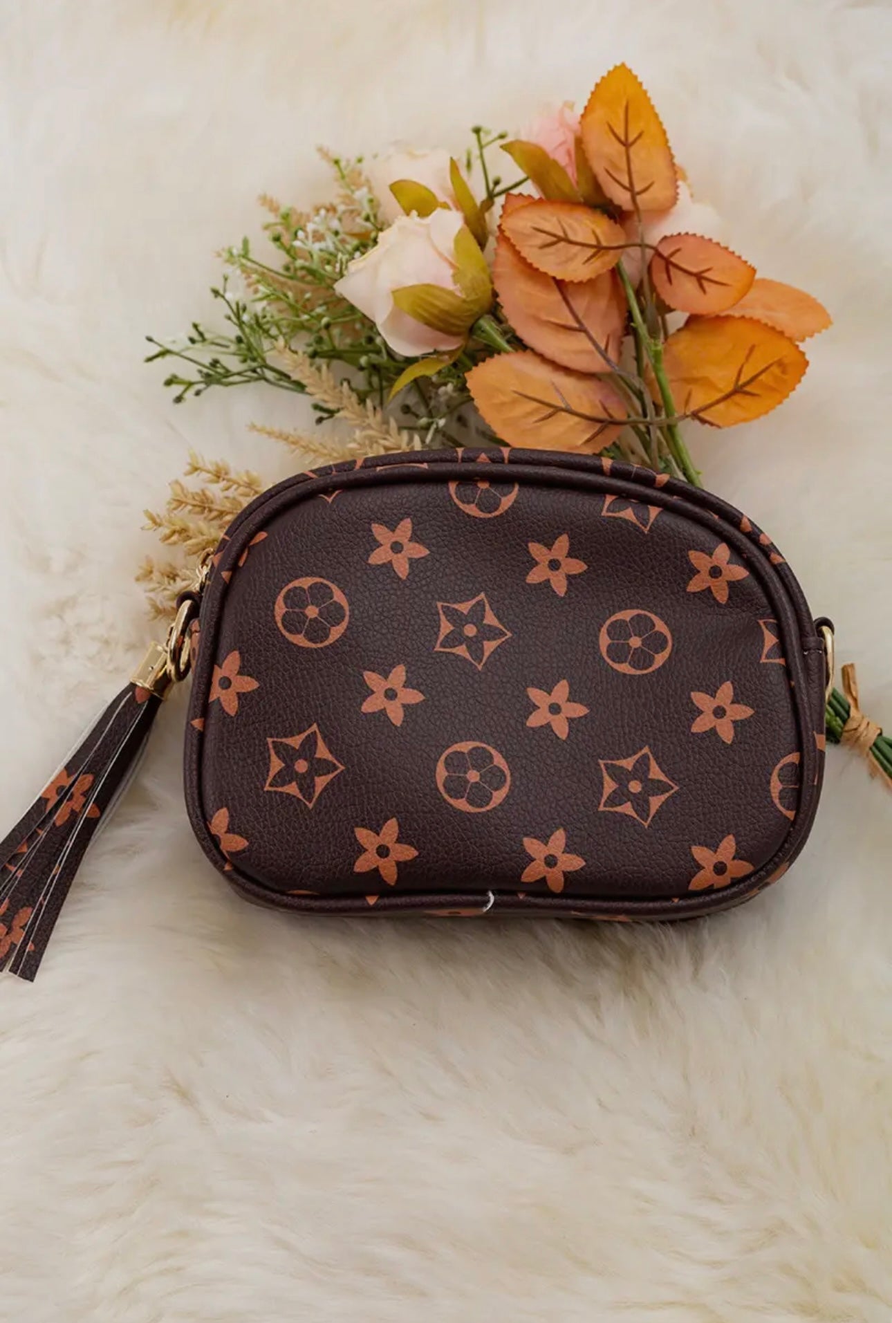 Chocolate Brown Star Printed Purse