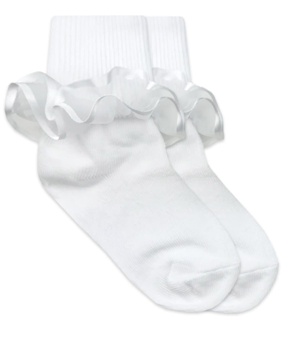 Jefferies Socks Frilly Ruffle Lace Turn Cuff Socks 1 Pair