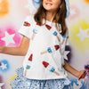 Queen Of Sparkles Kids White Scattered Bomb Pop Tee