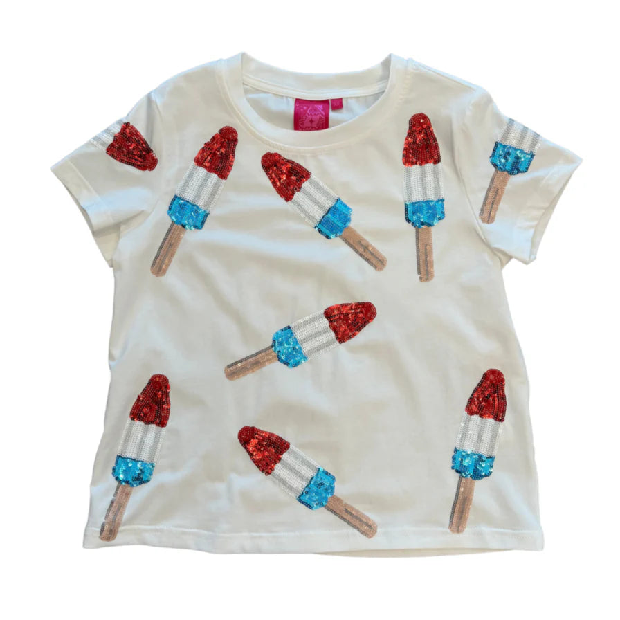 Queen Of Sparkles Kids White Scattered Bomb Pop Tee