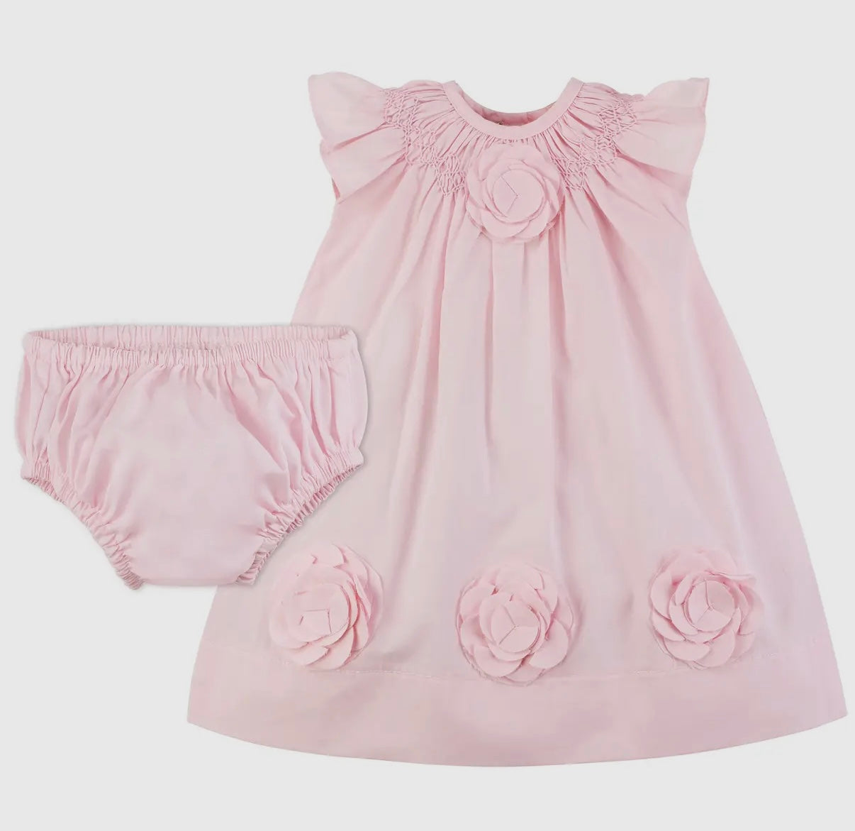 Baby Girl Classic Pink Dress - Cut Out Flowers