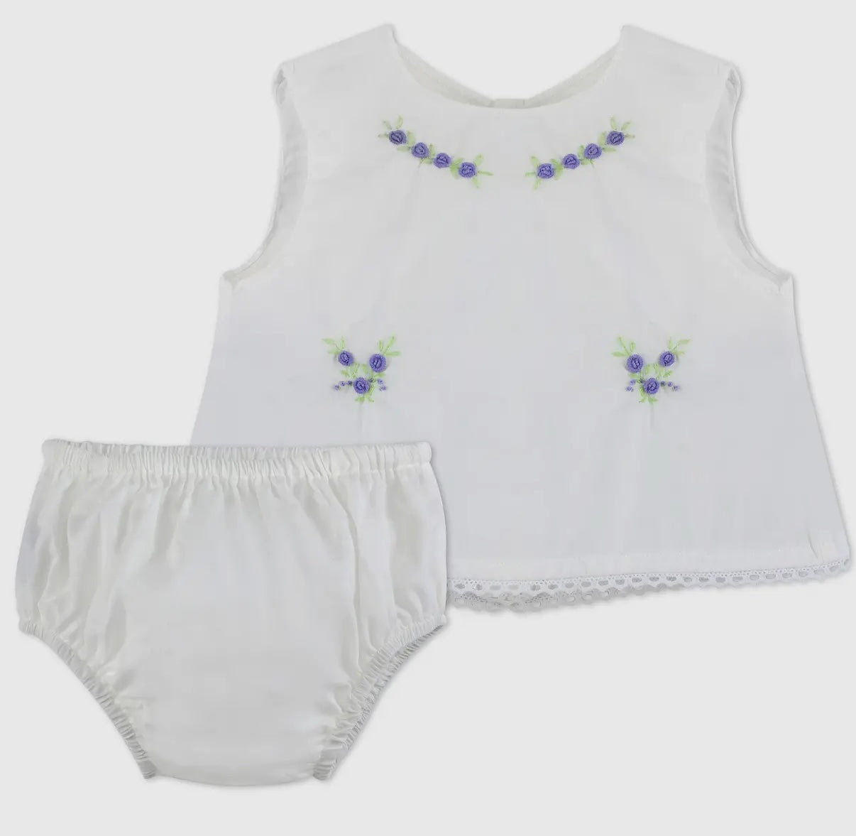 Baby Girl Sleeveless Two Piece Diaper Set - Classic Cream