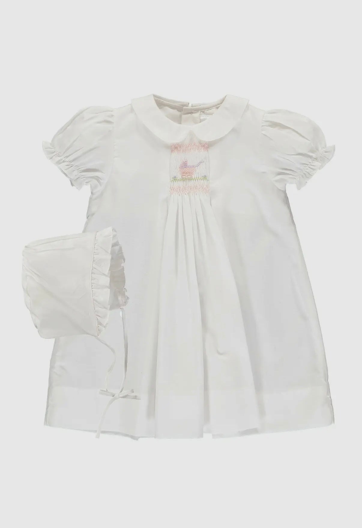 Baby Girls Day Gown & Hat Smocking White Newborn