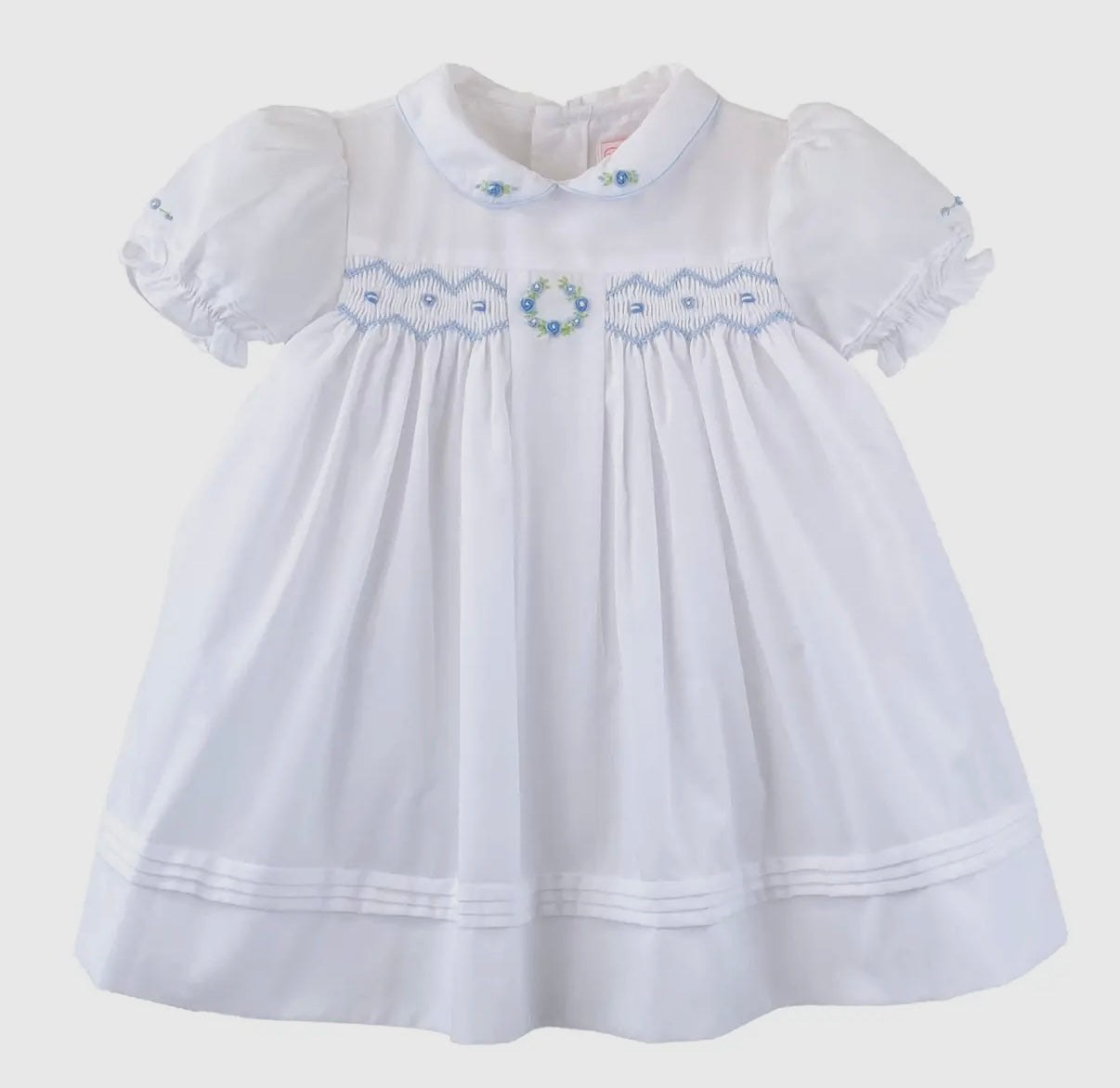 Flower Embroidered Smocked Dress