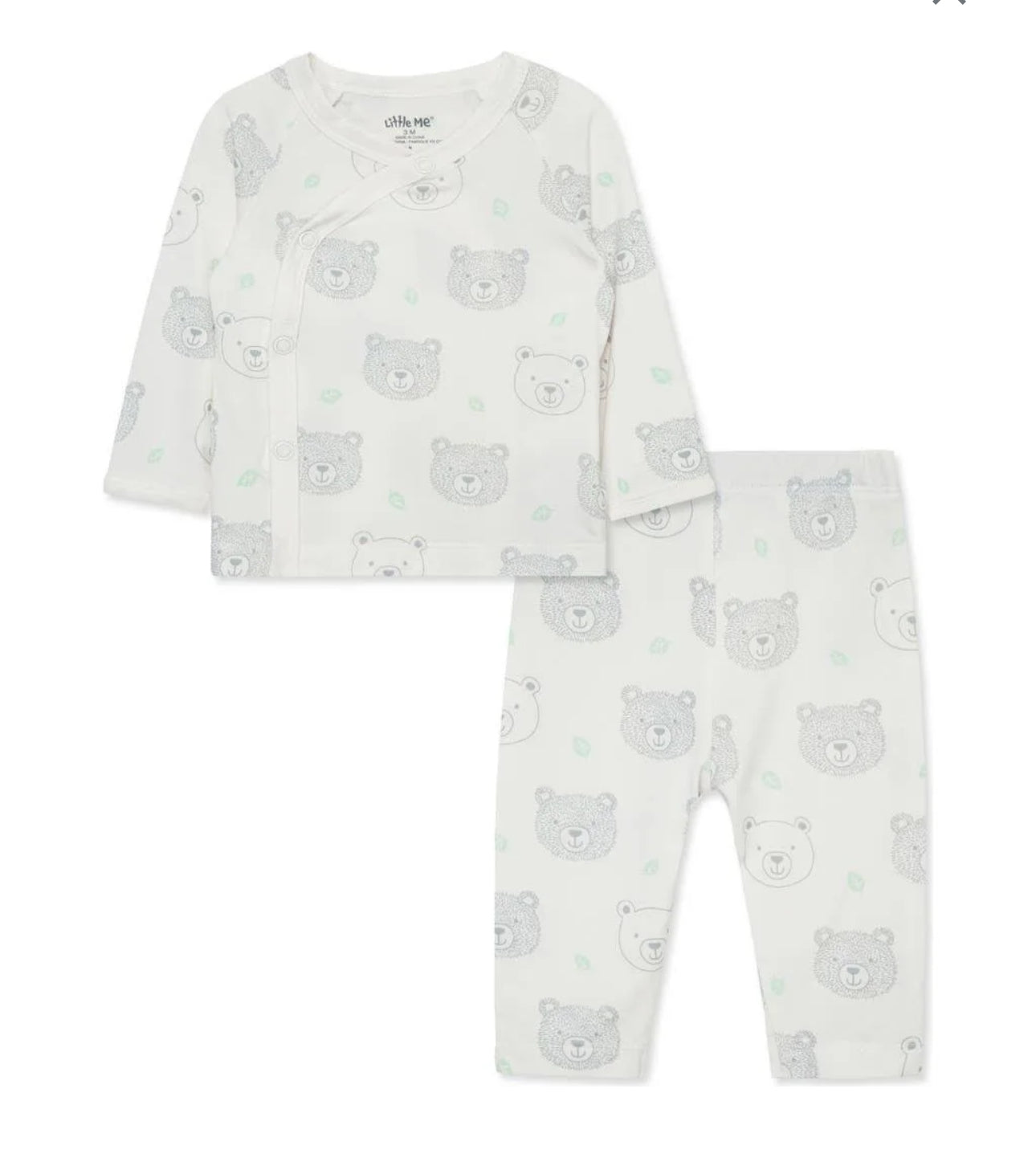 Little Me Bear Wrap Top Pajama Set