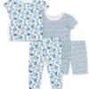 Bamboo Blue Garden 4-Piece Pajama Set (2T-4T)