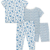 Bamboo Blue Garden 4-Piece Pajama Set (2T-4T)