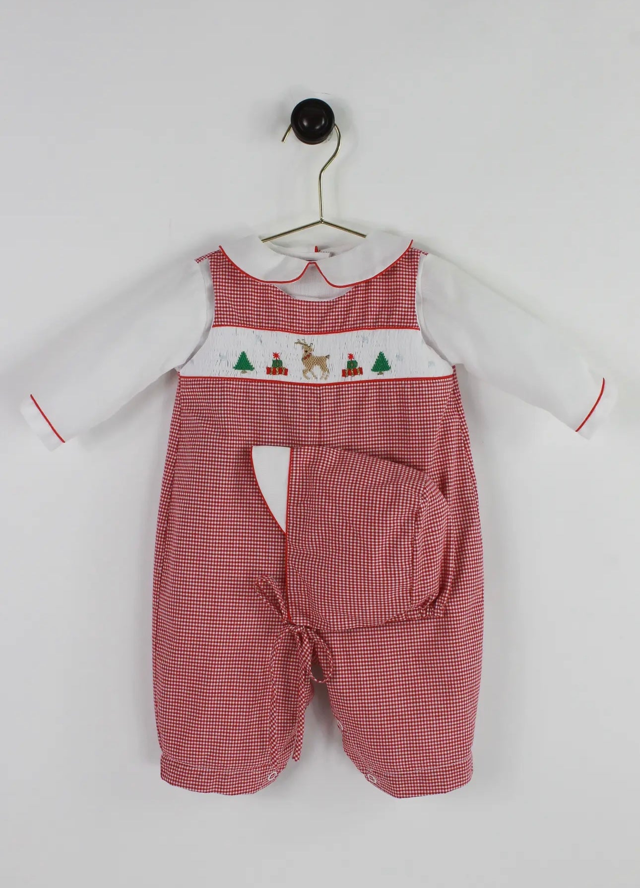 Petit Ami Hand Smocked Reindeer Longall