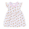 Sweet Golden Print Dress - Pink