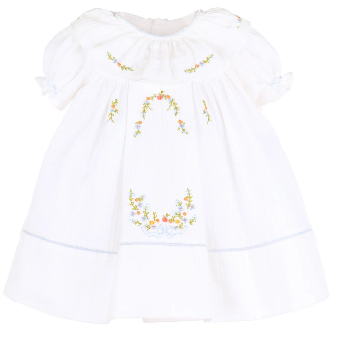 Sophie & Lucas Pumpkin Ruffle Dress White/Blue