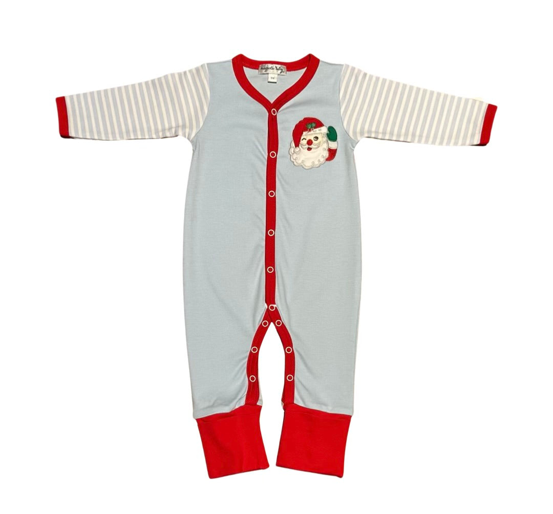 Magnolia Baby Winking Santa Appliqué Playsuit