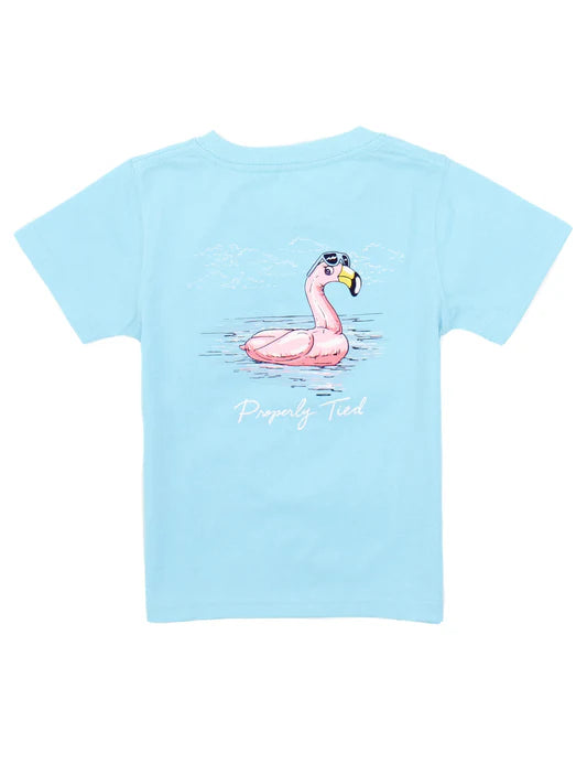 Girls Flamingo Float Short Sleeve Aqua