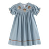 Lil Cactus Light Blue Puppy Smocked Bishop Dress