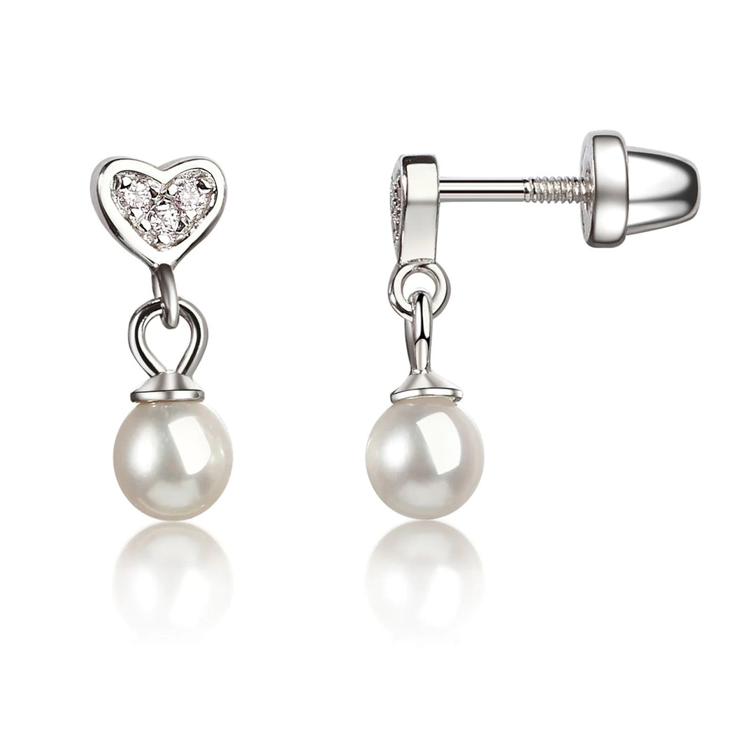 Cherished Moments Heart with Dangling Pearl Earrings