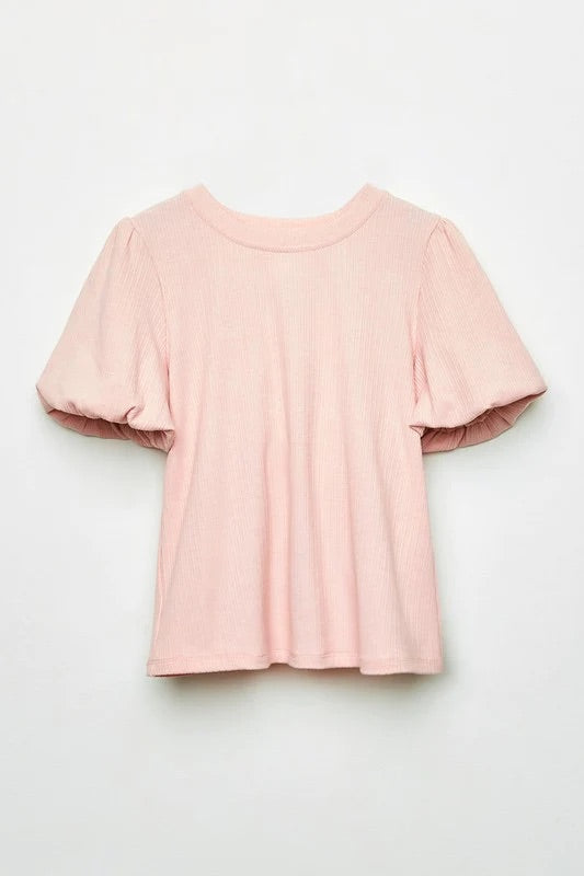 Hayden Girls Pink Bubble Sleeve Shirt