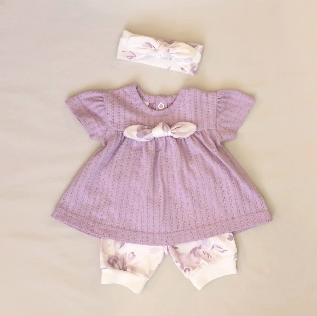 Itty Bitty Baby Vintage Rose Dress Set Lavendar