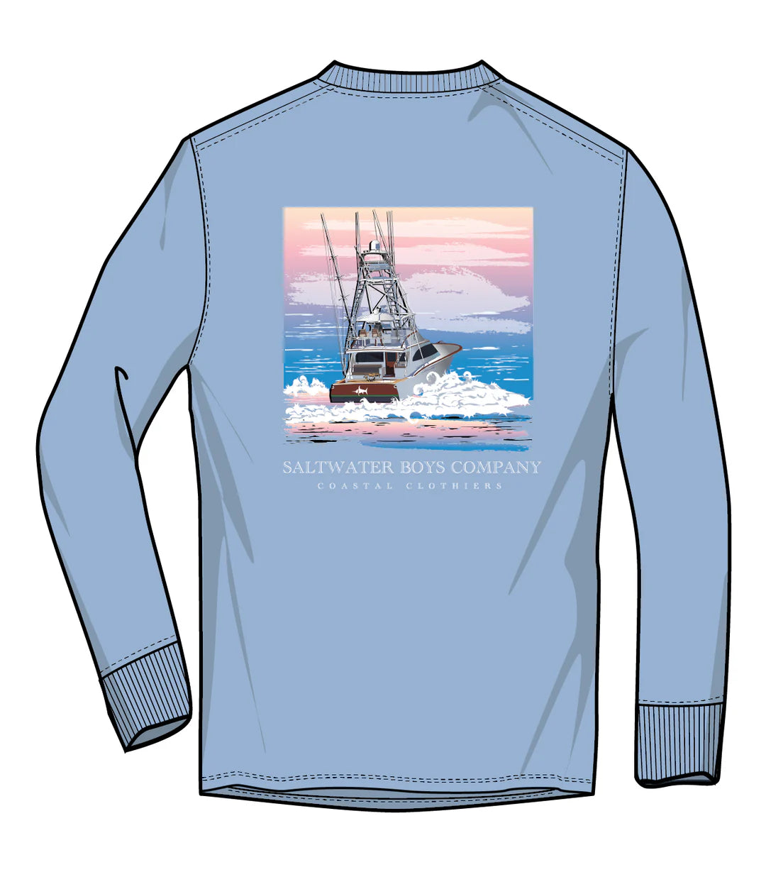 Saltwater Boys Offshore Boats LS Graphic Tee Powder Blue