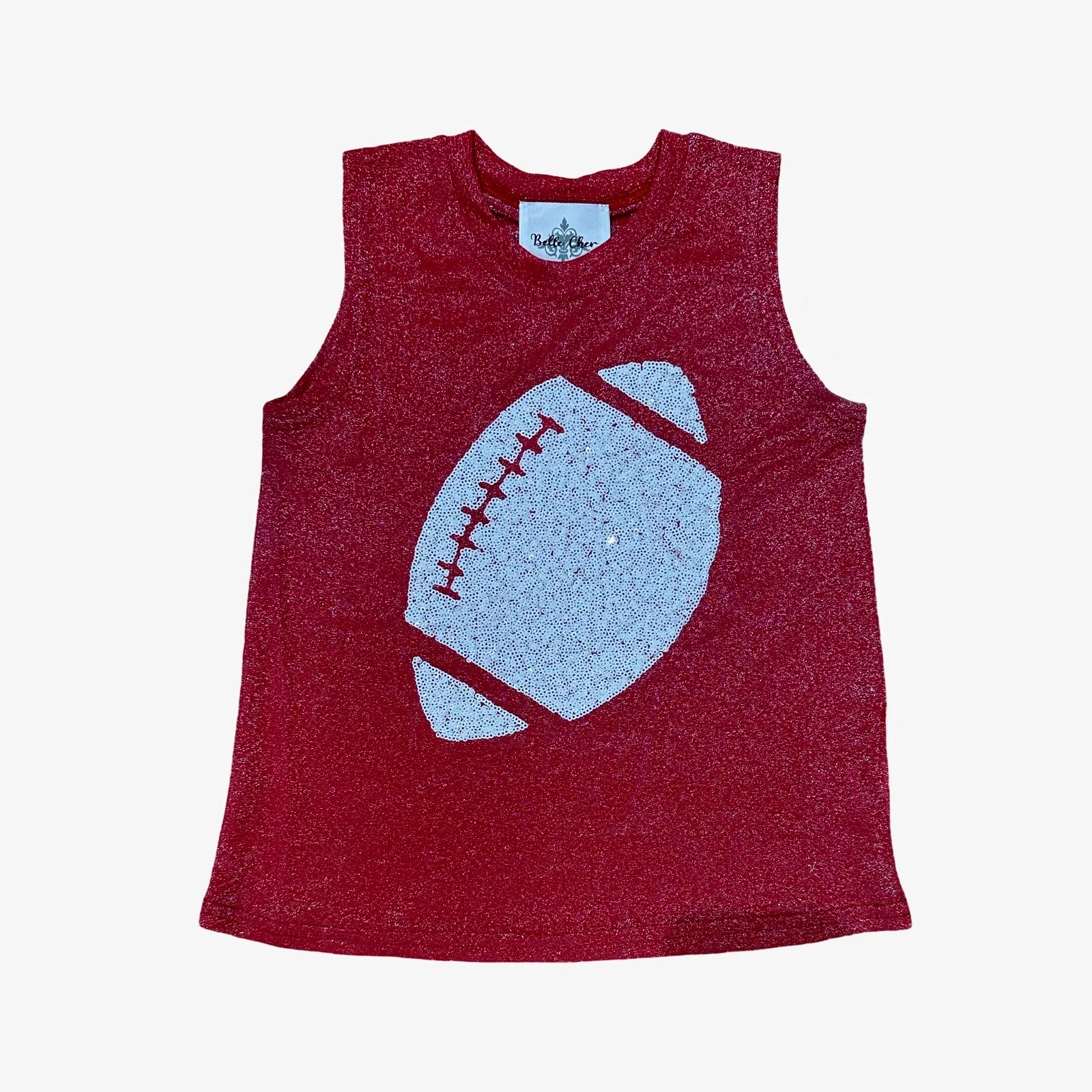 Belle Cher White Football Red Glitter Adult Tank